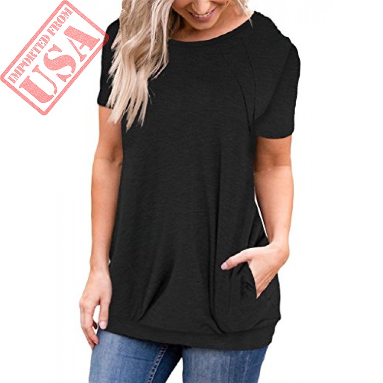 onlypuff Women Casual Short Sleeve T-Shirts Round Neck Tunic Tops with ...