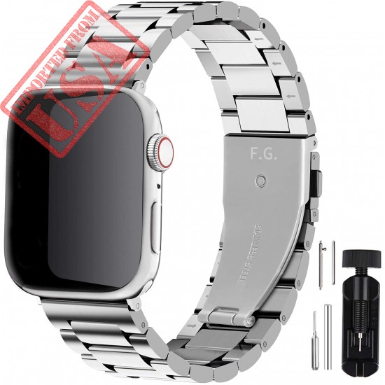 Fullmosa Compatible Apple Watch Band 42mm 44mm 38mm 40mm, Stainless Steel iWatch Band for Apple Watch Series 6/5/4/3/2/1/SE, 42mm 44mm Silver