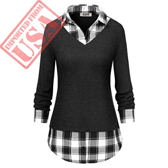 Buy online Best Women`s Collar Sweater Shirt  Tops in Pakistan 