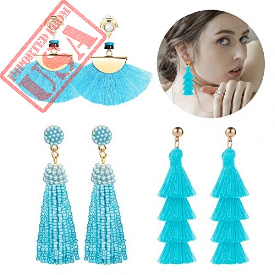 Get online Imported Blue Tassel Earrings for Girls In Pakistan 