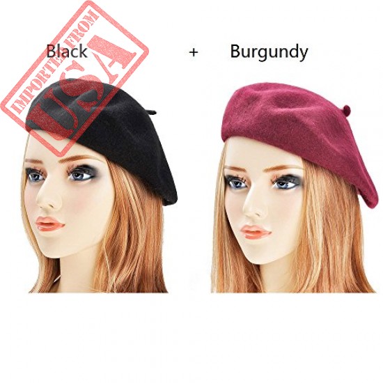 Buy online High quality 2PCS Wool Winter Caps for Ladies in Pakistan 