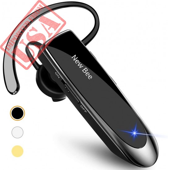 New bee Bluetooth Earpiece V5.0 Wireless Handsfree Headset with Microphone 24 Hrs Driving Headset 60 Days Standby Time for iPhone Android Samsung Laptop Trucker Driver (Black)