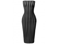 Beautiful Tight Fit Pinstripe Print Body-Con Tube Midi Dress sale in Pakistan