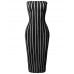 Beautiful Tight Fit Pinstripe Print Body-Con Tube Midi Dress sale in Pakistan