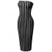 Beautiful Tight Fit Pinstripe Print Body-Con Tube Midi Dress sale in Pakistan