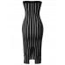 Beautiful Tight Fit Pinstripe Print Body-Con Tube Midi Dress sale in Pakistan
