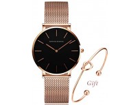 Women's Rose Gold Watch Analog Quartz Stainless Steel Mesh Band Casual Fashion Ladies Wrist Watches with Bracelet Sale in Pakistan