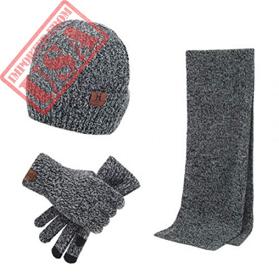 lanzom warm winter men knitted set hat+long scarf+touch screen gloves shop online in pakistan