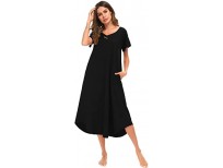 YOZLY Nightgown Womens Cotton Knit Long Sleepwear Soft V Neck Loungewear S-XXL