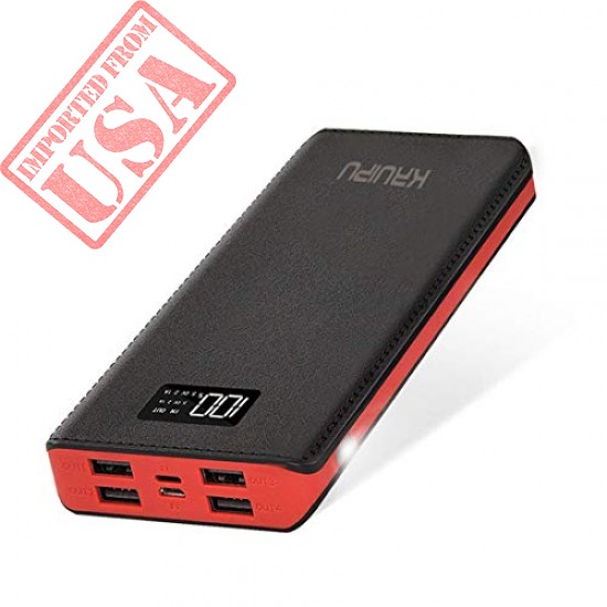 BUY POWER BANK 24000MAH PORTABLE CHARGER BATTERY PACK 4 OUTPUT PORTS HUGE CAPACITY BACKUP BATTERY COMPATIBLE ANDROID PHONE OTHER SMART PHONE IMPORTED FROM USA