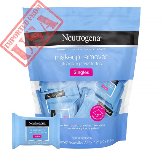 Neutrogena Makeup Remover Facial Cleansing Towelette Singles, Daily Face Wipes to Remove Dirt, Oil, Makeup & Waterproof Mascara, Gentle, Alcohol-Free, Individually Wrapped