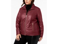 Buy Kenneth Cole Plus Size Mixed-Media Moto Jacket imported from USA