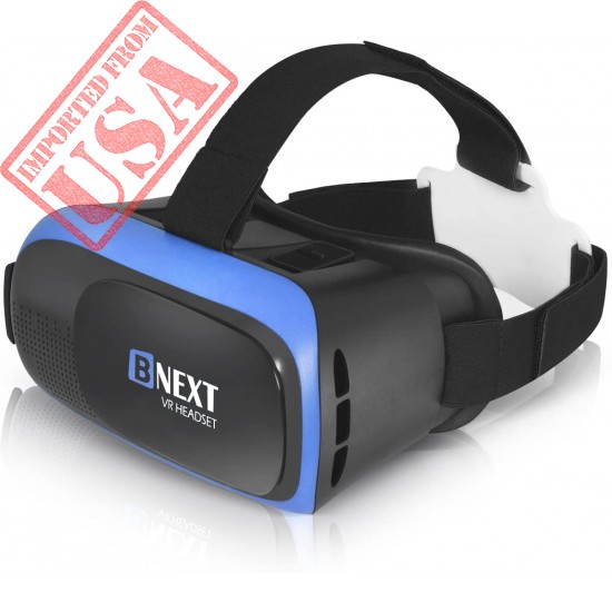 VR Headset Compatible with iPhone & Android Phone - Universal Virtual Reality Goggles - Play Your Best Mobile Games 360 Movies with Soft & Comfortable New 3D VR Glasses | Blue | w/ Eye Protection