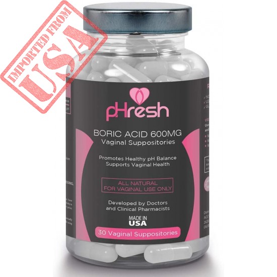 Buy Boric Acid Vaginal Suppositories pHresh - Promotes Healthy Vaginal pH Balance, Supports Vaginal Health - Made in USA