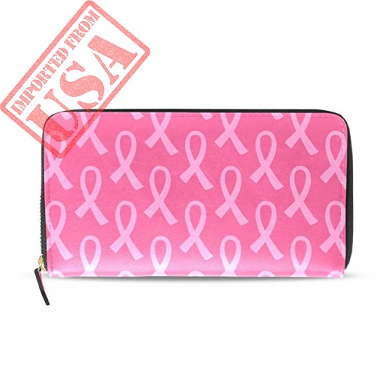 BUY WALLET CLUTCH PINK RIBBON PATTERN - ORGANIZER CARD HOLDER PURSE, COTIME PU LEATHER HANDBAG FOR MEN WOMEN IMPORTED FROM USA