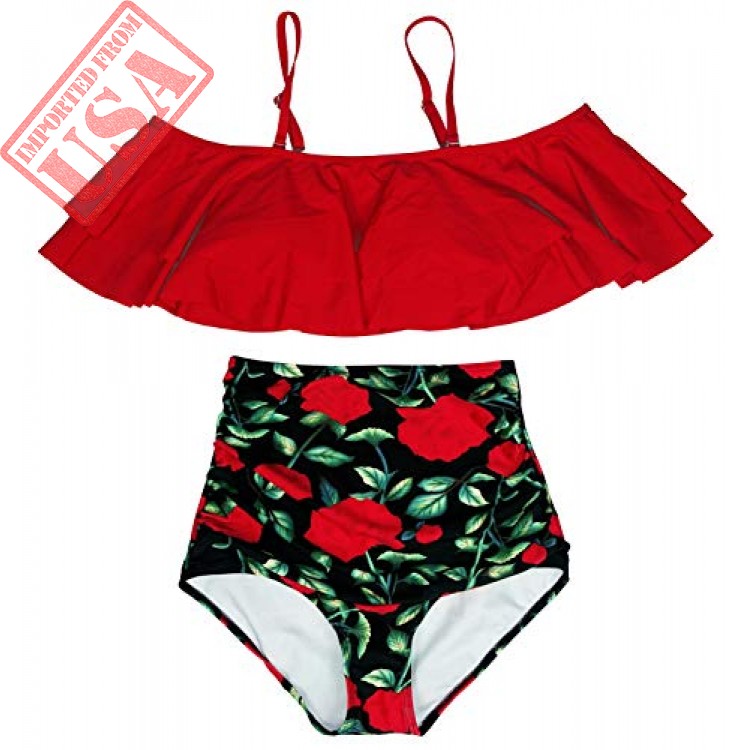 red rose floral swimsuit by cocoship online in pakistan