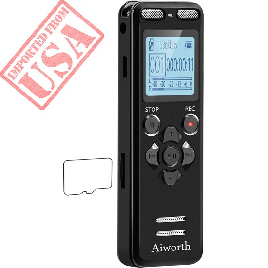 16GB Digital Voice Activated Recorder for Lectures - aiworth 1160 Hours Sound Audio Recorder Dictaphone Voice Activated Recorder Recording Device with Playback,MP3 Player,Password,Variable Speed