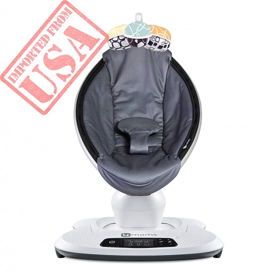 4moms mamaRoo 4 Baby Swing, Bluetooth Baby Rocker with 5 Unique Motions, Cool Mesh Fabric, Dark Grey