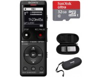 Sony ICD-UX570 Series Digital Voice Recorder (Black) with Built-in USB with 32GB microSD and Knox Gear Hard Carrying case