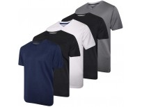 5 Pack: Men’s V-Neck Dry-Fit Moisture Wicking Active Athletic Tech Performance T-Shirt