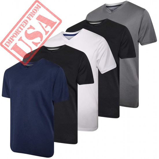 5 Pack: Men’s V-Neck Dry-Fit Moisture Wicking Active Athletic Tech ...