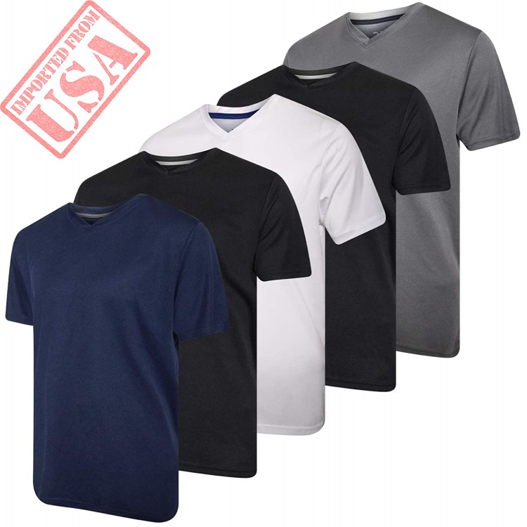 5 Pack: Men’s V-Neck Dry-Fit Moisture Wicking Active Athletic Tech ...