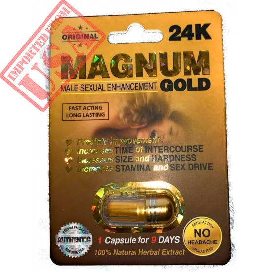 Magnum Gold 24k (1 Cap) Male Performance, Energy, Enhancement, and Endurance Bundle with Enhancing Booklet (2 Items)