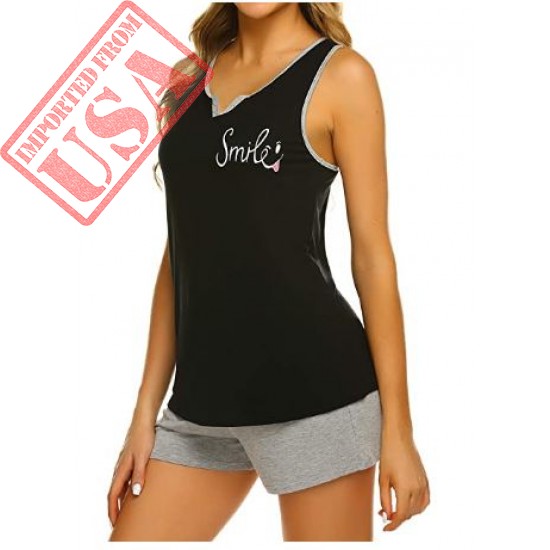 Ekouaer Womens Sleeveless Short Pajamas Sets Racerback Tank and Shorts Cute Sleepwear Sweetness PJs Set