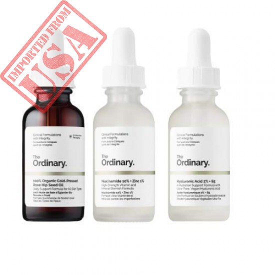 The Ordinary 3 Bottles Face Serum Set! Hyaluronic Acid Serum, Rosehip Oil And Niacinamide Serum! Hyaluronic Acid 2% + B5! Niacinamide 10% + Zinc 1%! Organic Cold Pressed Rosehip Oil