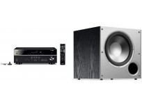 Yamaha RX-V385 5.1-Channel 4K Ultra HD AV Receiver with Bluetooth & Polk Audio PSW10 10" Powered Subwoofer - Featuring High Current Amp and Low-Pass Filter | Big Bass at a Great Value