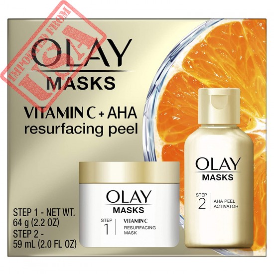 Olay Vitamin C Face Mask Kit, Exfoliator Kit with Mask, Silica, & Exfoliating Aha Peel 4.2 Fl Oz