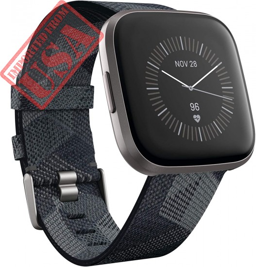 Fitbit Versa 2 Special Edition Health and Fitness Smartwatch with Heart Rate, Music, Alexa Built-In, Sleep and Swim Tracking, Smoke Woven/Mist Grey, One Size (S and L Bands Included)