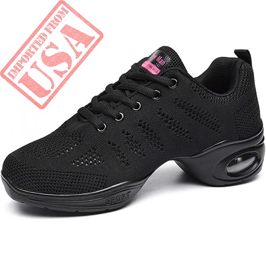 Women's Jazz Shoes Lace-up Sneakers - Breathable Air Cushion Lady Split Sole Athletic Walking Dance Shoes Platform