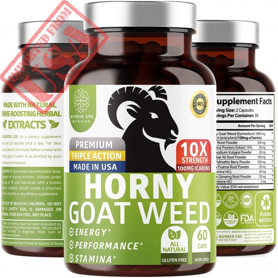 Premium 3-in-1 Horny Goat Weed Extract for Men & Women Boost Energy, Stamina & Performance USA Made Sale in Paksitan