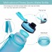 Elvira 32oz Large Water Bottle with Motivational Time Marker & Removable Strainer,Fast Flow BPA Free Non-Toxic for Fitness, Gym and Outdoor Sports