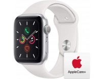Apple Watch Series 5 (GPS, 44mm) - Silver Aluminum Case with White Sport Band with AppleCare+ Bundle