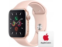 Apple Watch Series 5 (GPS, 44mm) - Gold Aluminum Case with Pink Sport Band with AppleCare+ Bundle