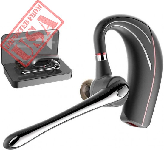 Bluetooth Headset, HonShoop Wireless Bluetooth Earpiece V5.0 Hands-Free Earphones with Stereo Mic, Compatible iPhone Android Cell Phones Driving/Business/Office (Red) (Red)