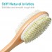 Shower Body Exfoliating Brush，Bath Back Cleaning Scrubber with Upgrade Long Bamboo Handle，Dry or Wet Skin Exfoliator Brush with Soft and Stiff Bristles Back Washer for Men Women