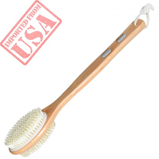 Shower Body Exfoliating Brush，Bath Back Cleaning Scrubber with Upgrade Long Bamboo Handle，Dry or Wet Skin Exfoliator Brush with Soft and Stiff Bristles Back Washer for Men Women