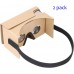 Cardboard VR by IHUAQI 2 Pack with Headstrap Fully Assembled Compatible with Android and iPhone Up to 6 inch Including Comfortable Nose Foam and Forehead Pad