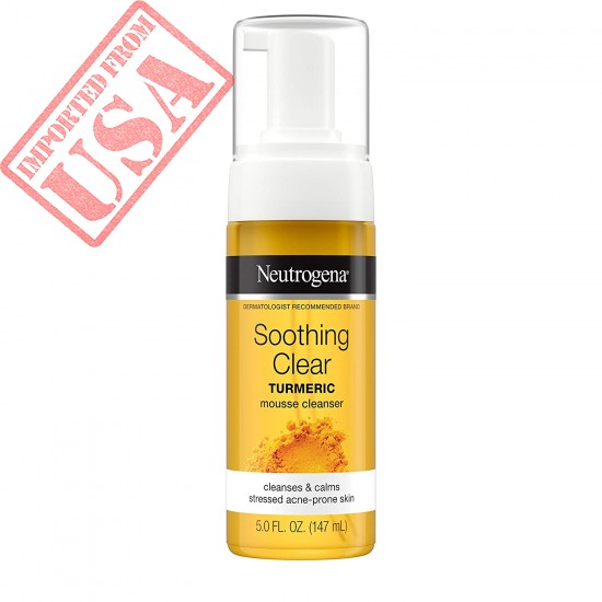 Neutrogena Soothing Clear Calming Mousse Facial Cleanser with Soothing & Calming Turmeric, Gentle Face Wash for Acne-Prone Skin, Paraben-Free, Oil-Free, Not Tested on Animals