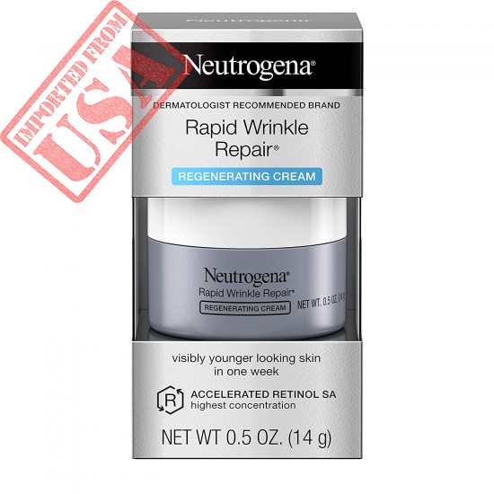 Neutrogena Rapid Wrinkle Repair Retinol Regenerating Face Cream & Hyaluronic Acid Anti-Wrinkle Face Moisturizer, Neck Cream, with Hyaluronic Acid & Retinol, Travel