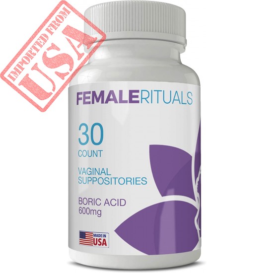 Female Rituals Boric Acid Suppositories 600 mg - Vaginal Pills for PH Balance Odors Yeast Infection Treatment - USA Made Feminine Hygiene Products - Vaginal Suppository Yoni Pops Pearls (30 Count)