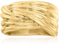 Ross-Simons Italian Andiamo 14kt Yellow Gold Over Resin Crossover Ring