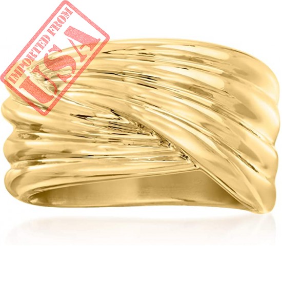 Ross-Simons Italian Andiamo 14kt Yellow Gold Over Resin Crossover Ring