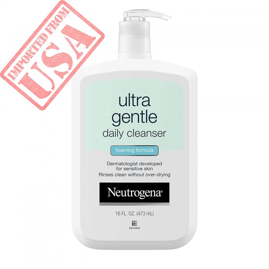 Neutrogena Ultra Gentle Daily Facial Cleanser for Sensitive Skin, Oil-Free, Soap-Free, Hypoallergenic & Non-Comedogenic Foaming Face Wash to Remove Dirt, Makeup & Impurities