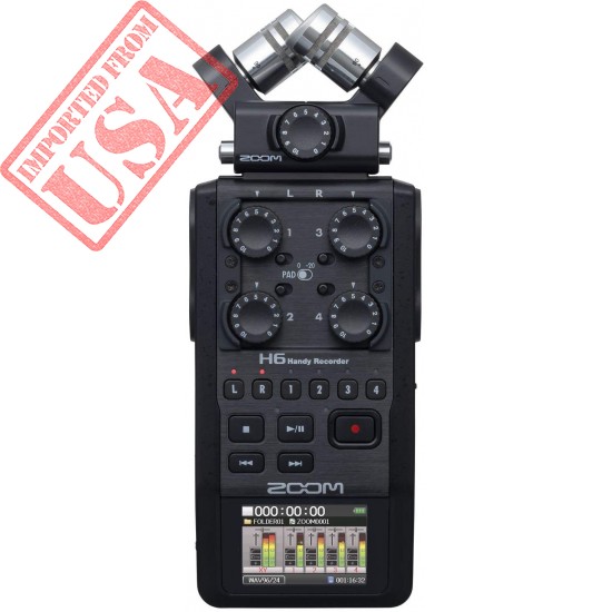 Zoom H6 All Black (2020 Version) 6-Track Portable Recorder, Stereo Microphones, 4 XLR/TRS Inputs, SD Card, USB Audio Interface, Battery Powered