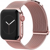 TalkWorks Compatible for Apple Watch Band 42mm / 44mm Comfort Fit Mesh Loop Stainless Steel Adjustable Magnetic Strap for iWatch Series 6, 5, 4, 3, 2, 1, SE - Rose Gold