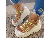 cynllio Non Slip Outdoor Sandals for Women Wedges Platform Slip on Sandals Transparent Gladiator Heels Sandals